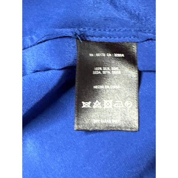 Anthropologie Maeve Cobalt Blue Silk Ruffle Cap Sleeve Blouse 8 - Picture 4 of 4